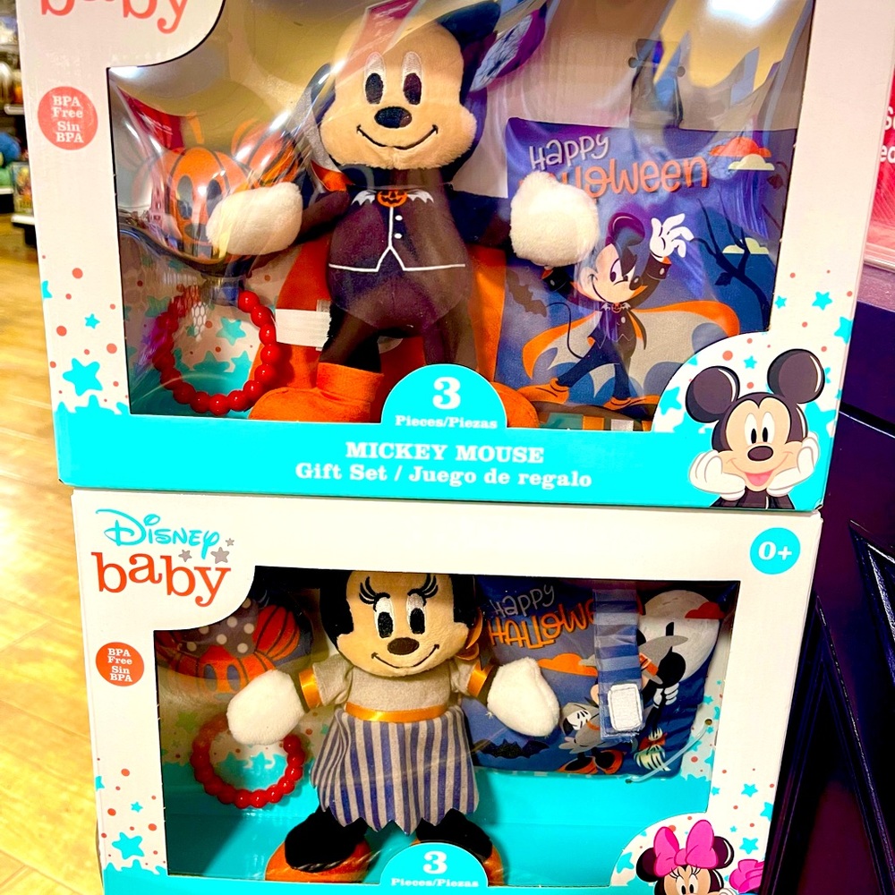 Disney Baby Minnie Mickey Mouse Witch Vampire Halloween Rattle Teether Plush Toy